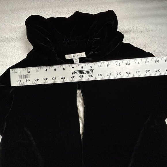 Cabi Womens Black Velvet Swing Jacket Small Style #158 Balloon Sleeve Silk Blend - Picture 6 of 8